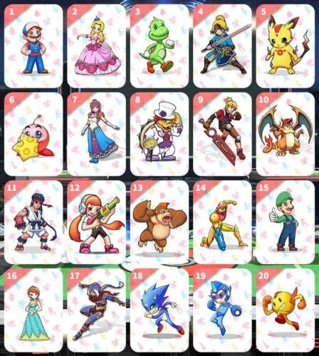 Super Smash Bros Ultimate NFC Cards Set of 20 